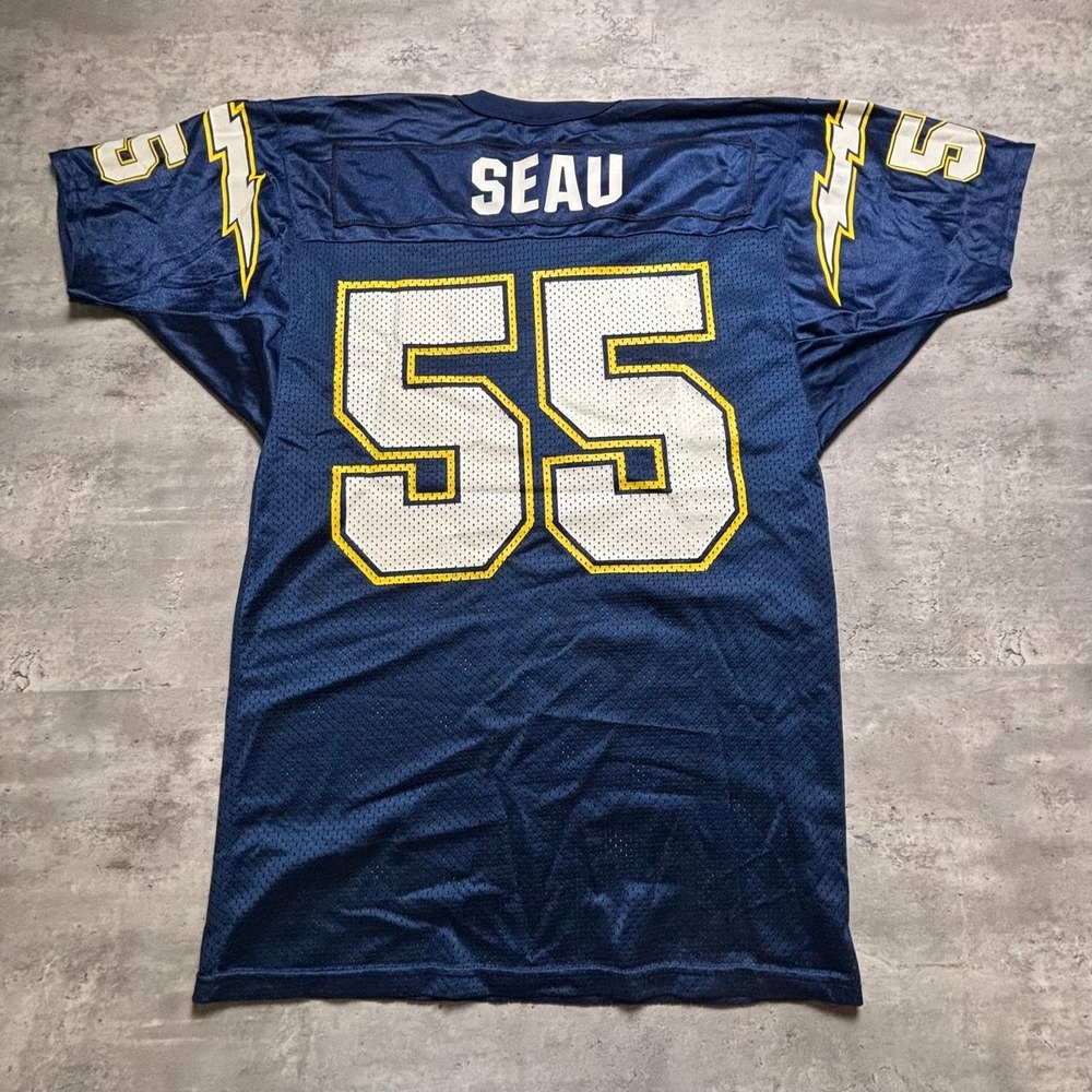 Wilson NFL Jersey Mens 42/Medium Navy Junior Seau San Diego Chargers Vintage 90s